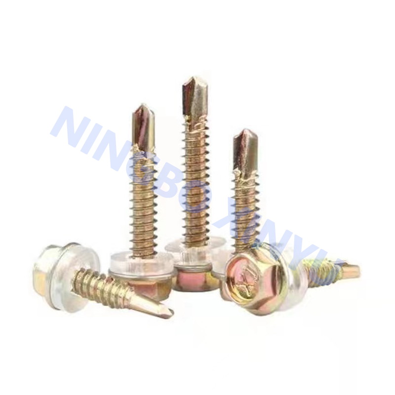 Hex washer head self drilling screw with pvc washer