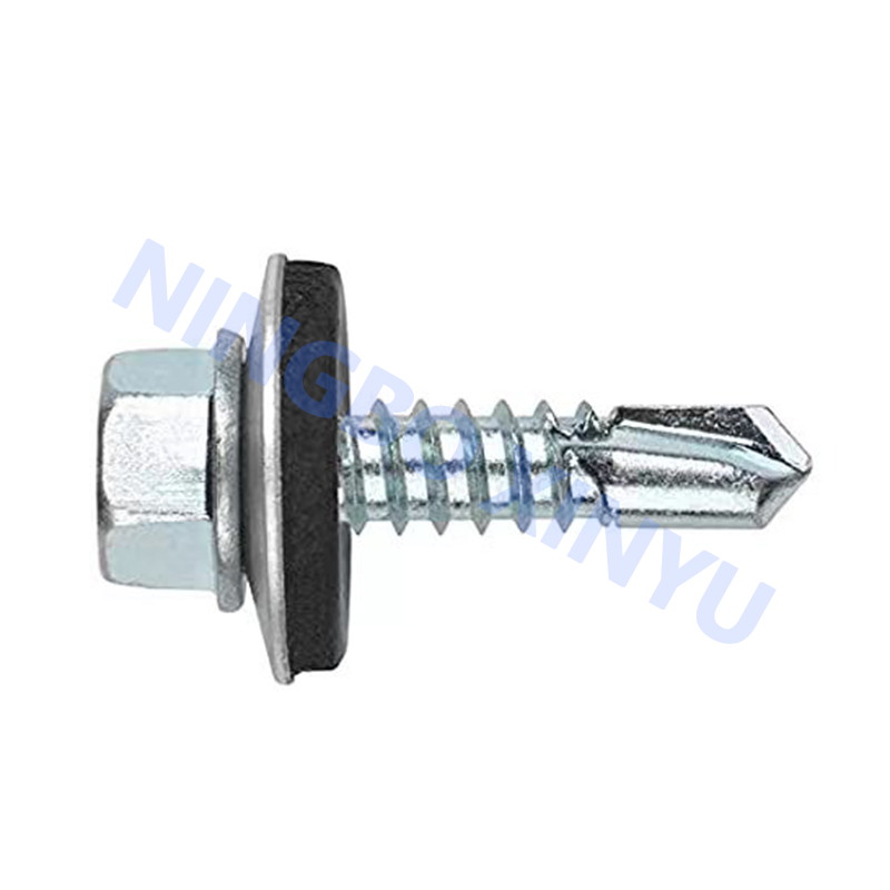 Hex washer head self drilling screw with combination washer01